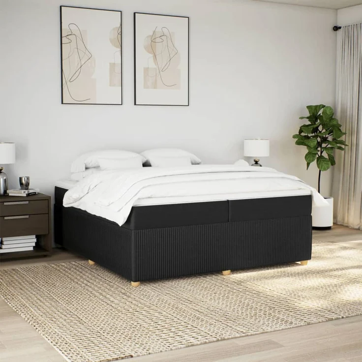 vidaXL Boxspringbett mit Matratze Schwarz 200x200 cm Stoff 3285597 – Bild 3