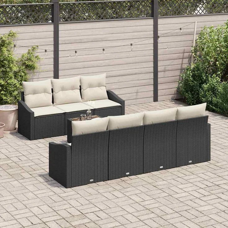 vidaXL Sofa Set 8 stk. Schwarz und Creme 55 x 55 x 37 cm 3346627 – Bild 3