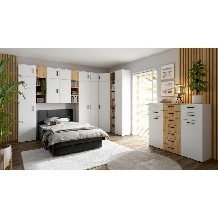 Carryhome 'MULTISTAURAUM' Kommode mit Schubladen, Holznachbildung Weiß, 45 x 115 x 40 cm, Türanschlag wechselbar – Bild 2