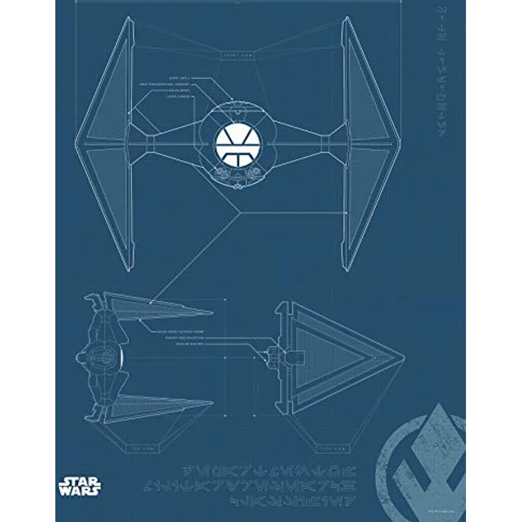 Komar Wandbild Star Wars Blueprint Sith TIE-Fighter, hochwertiger Kunstdruck auf fotopapier, Größe 40 x 50 cm, ohne Rahmen
