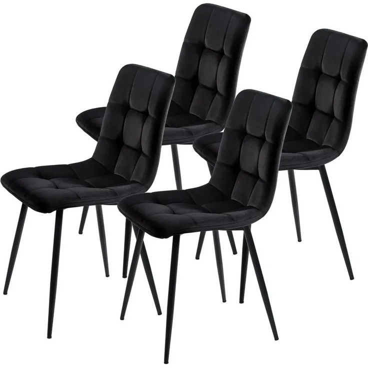 FUROKOY Esszimmerstuhl 4er Set Esszimmerstuhl Küchenstuhl Polsterstuhl (4 St), Design Stuhl mit Rückenlehne,mit Sitzfläche Samt,Gestell aus Metall