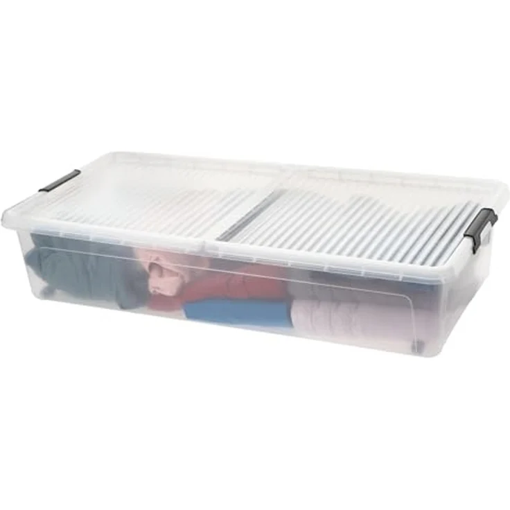 Centi Aufbewahrungsbox Unterbettbox mit Rollen und Deckel, transparent (3er-Set) – Bild 4