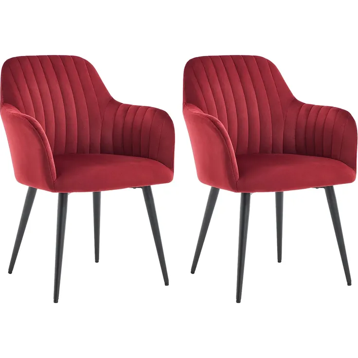 Vente-unique - ELEANA Stuhl SamtStoff Rot - B 59 cm x H 82 cm x L 58 cm – Bild 2