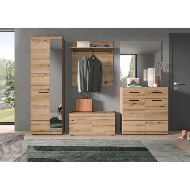 Garderobenkombination (B/H/T: 272x197x40 cm) in Evoke Oak Nachbildung – Bild 6