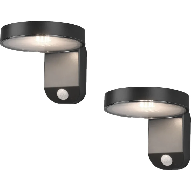 LED Solar Wandleuchte 2er Set Außenleuchten mit Bewegungsmelder in Anthrazit – Bild 2