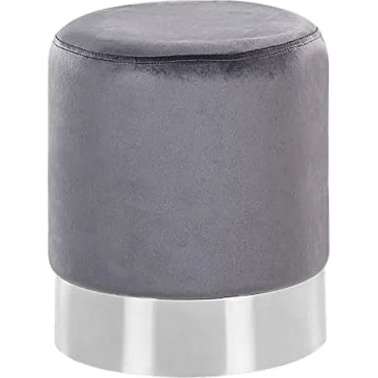 Pouf Samtstoff grau ⌀ 36 cm BRIGITTE