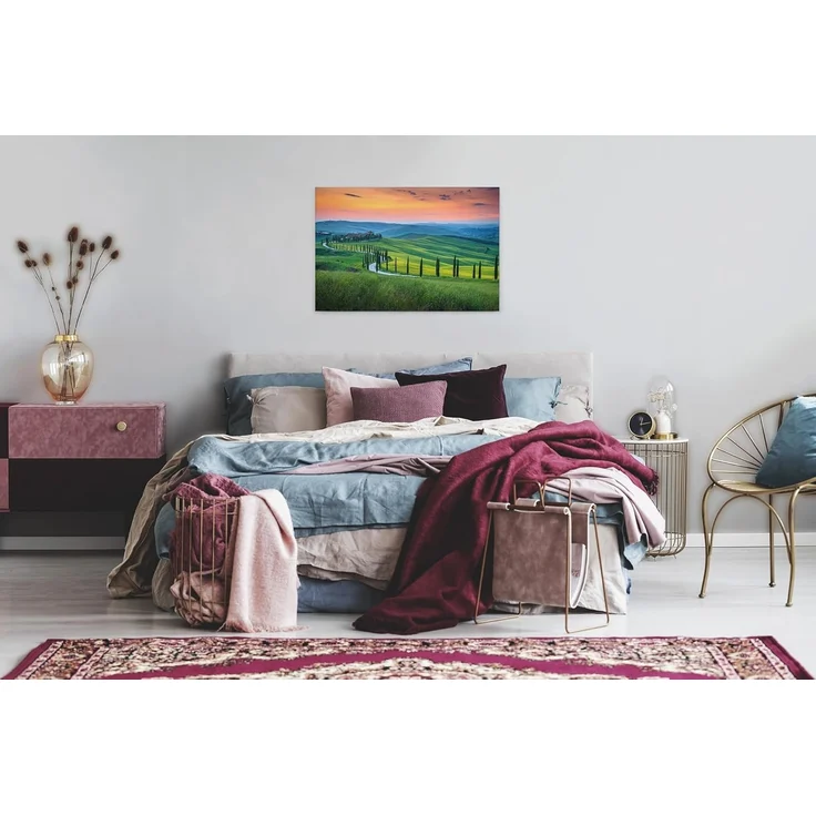 Leinwandbild Landschaft Toskana Grün Orange 90x60 DD120312 Keilrahmen Wandbild – Bild 2