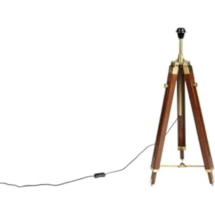 Qazqa Stehlampe Cortin, ohne Leuchtmittel, E27, Braun, Landhaus, Holz, 1-flammig – Bild 4