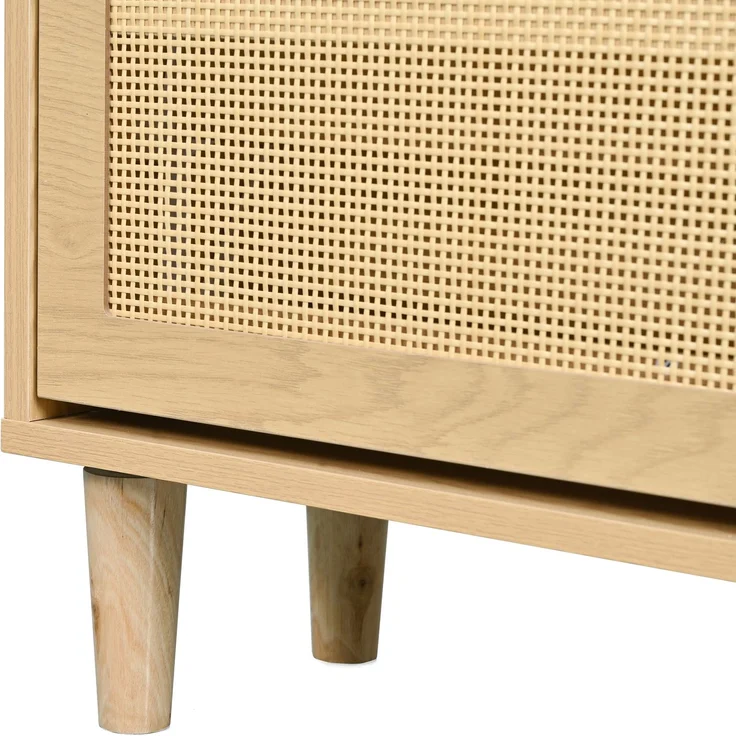 Merax Schuhschrank, Schuhkommode, mit 4 Klappschubladen, Schuhkommode aus Rattan mit Metallgriffen, Schuhregal, Oak – Bild 6