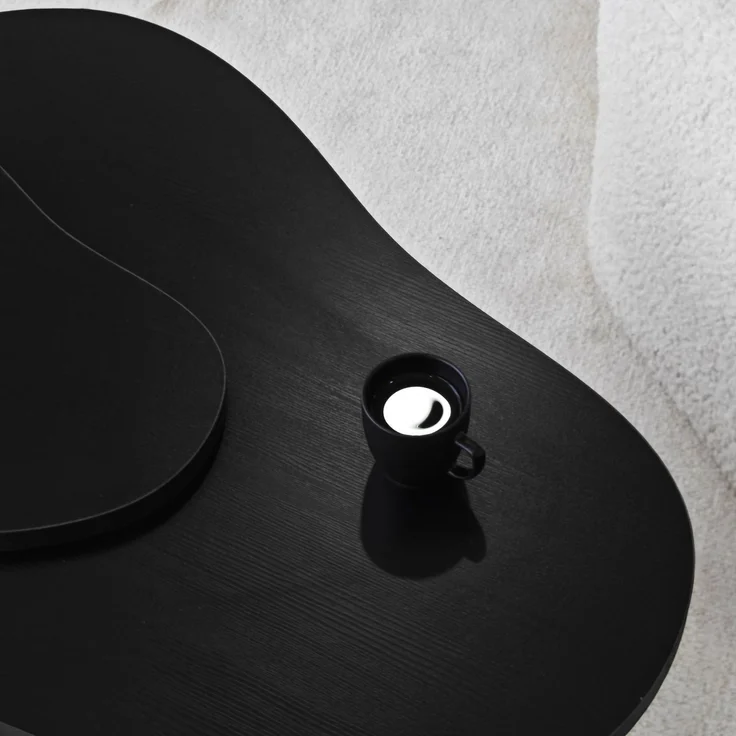 Stylish Black Coffee Table, 105 x 35 x 65 cm | 100% Melamine Coated Particle Board, 18 mm Thickness | Modern Abstract Design for Home & Office – Bild 7