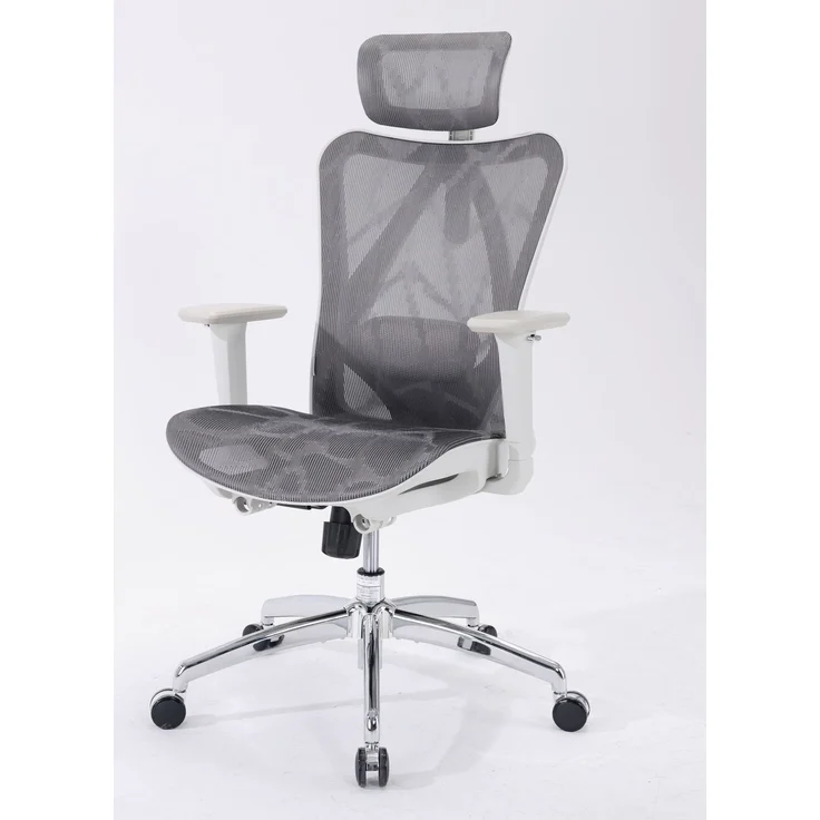 Sihoo Ergonomischer Stuhl M57, 126 x 75 cm, weißer Rahmen + hellgraues Netzgewebe – Bild 3