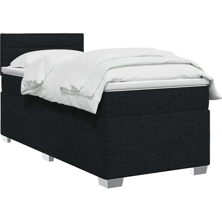 vidaXL Boxspringbett mit Matratze Schwarz 90 x 200 cm Stoff 3450385 – Bild 3