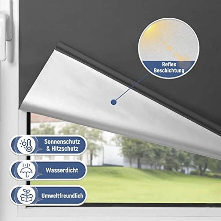 Verdunklungsrollo Klemmfix Rollo ohne Bohren Dunkelgrau B90 x H170cm-Stoffbreite 85cm Fenster Verdunkelung Jalousie Jalousien Sonnenschutz Fenster innen ohne Bohren – Bild 2