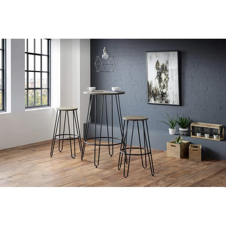 Julian Bowen Dalston Barhocker, 2er-Set, Ulmenholz, Mokka/Schwarz – Bild 2