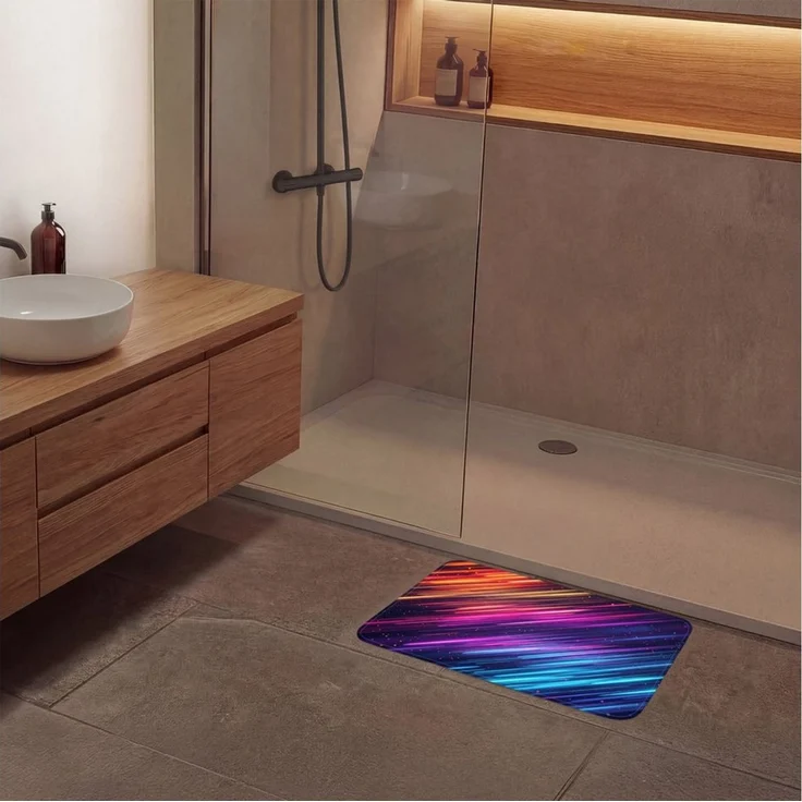OnlyWow Badematte Geschwindigkeit - Kosmos - Farbenfroh, Höhe 10 mm, Polyester, Rechteckig, Badezimmerteppich, Badteppich, Rutschfest, Badvorleger, Waschbar – Bild 4
