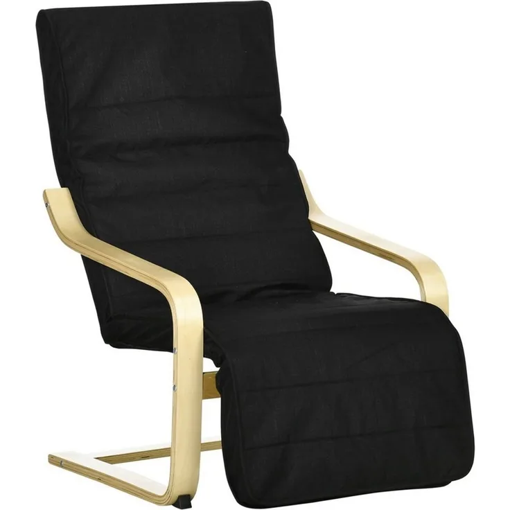 HOMCOM Relaxsessel Relaxstuhl mit Verstellbarem Fußteil (Ruhesessel, 1-St, Ruhestuhl), Schwarz 66,5 x 94 x 100 cm