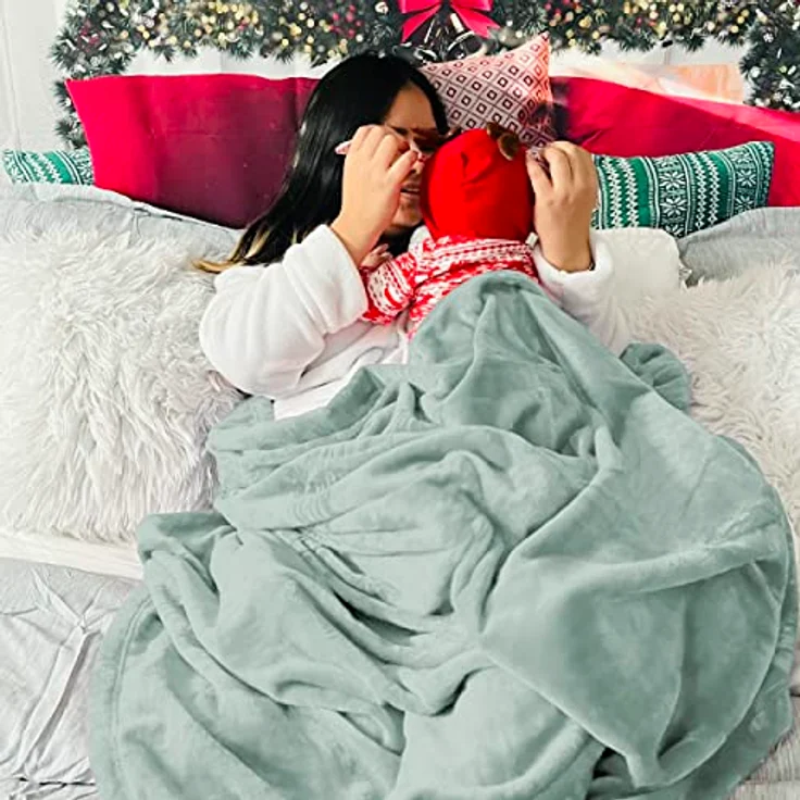 BEDSURE Kuscheldecke Flauschig Decke Fleecedecke - Wohndecke Warm Winter Weich, Sofadecke Kleine, Decke Couch Blanket, Kuscheldecke Kinder, Wohn- & Kuscheldecken 130x150 cm, Sofa überwurfdecke Grün – Bild 6