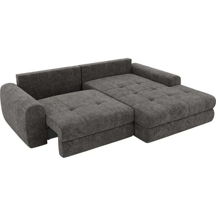 Sofa L-Form ARELIA L mit Schlaffunktion, Wohnzimmer Sofa, Wellenfederung, Sofa mit DL-System - Schenille grob gewebt Dunkelgrau - Links – Bild 12