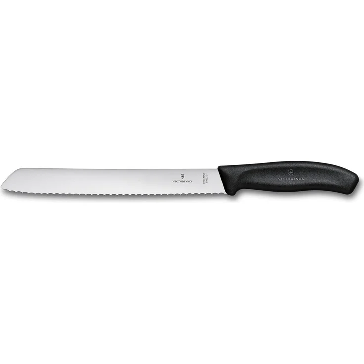 Victorinox, Swiss Classic, Profi Brotmesser, Extra Scharfe Klinge, Wellenschliff, 21 cm, Robuster Kunststoffgriff, Rostfreier Stahl, schwarz – Bild 1