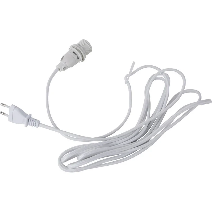 Lampenfassung E14 -Lacy mit Stecker, weiß, Textilkabel, 350cm – Bild 4