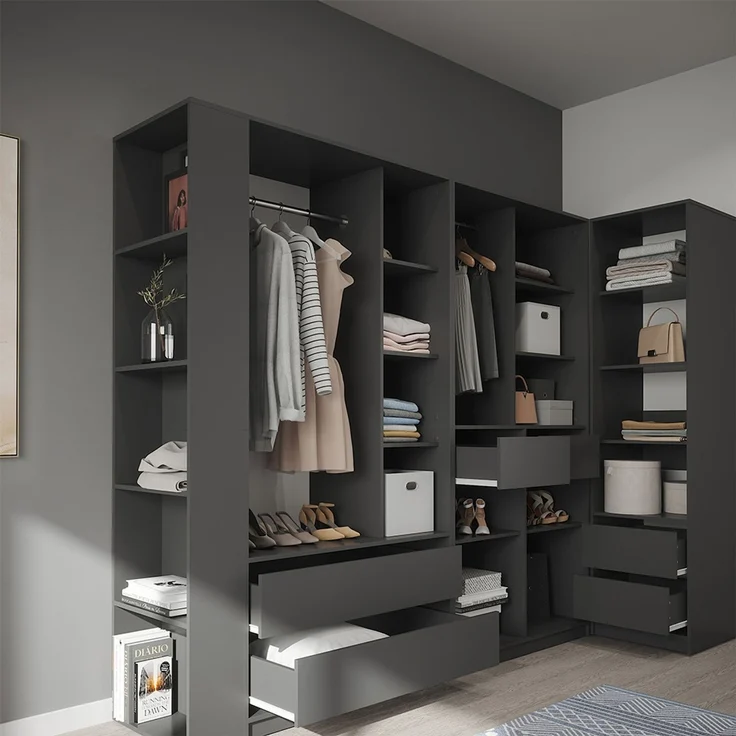 Kleiderschrank Elmo Anthrazit 50 x 200 cm 5er Set Vicco – Bild 5
