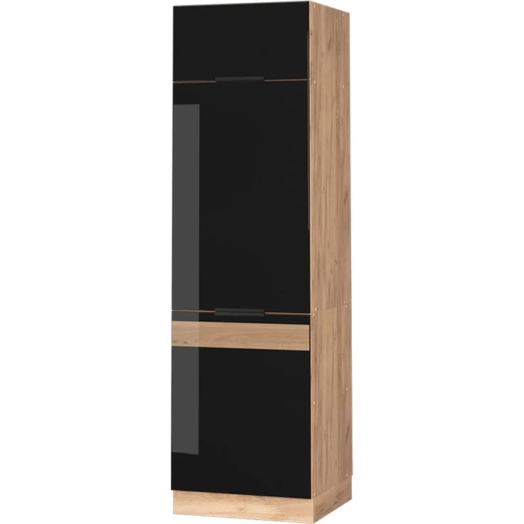 Kühlumbauschrank Fame-Line Schwarz Eiche hochglanz 60 cm Vicco – Bild 1
