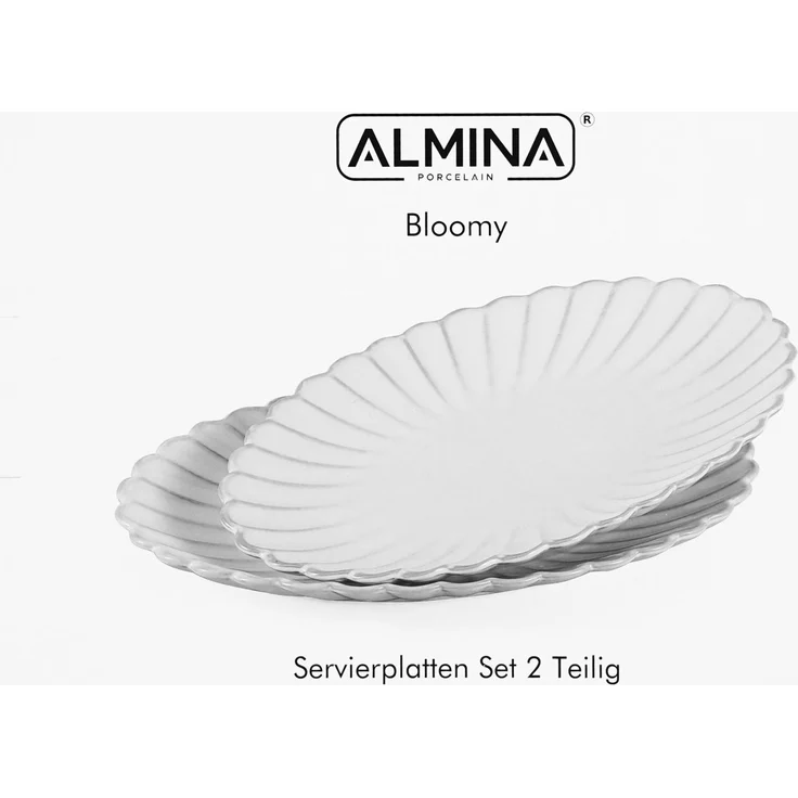 Bloomy Servierplatten-Set mit floraler Struktur - 2-teilig aus Porzellan – Bild 6