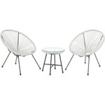 SVITA Balkonset BALI, (Set, Set aus 2x Sessel, 1x Tisch), Garten-Möbel Set, Sitzgruppe, Terrasse, Polyrattan, Weiß