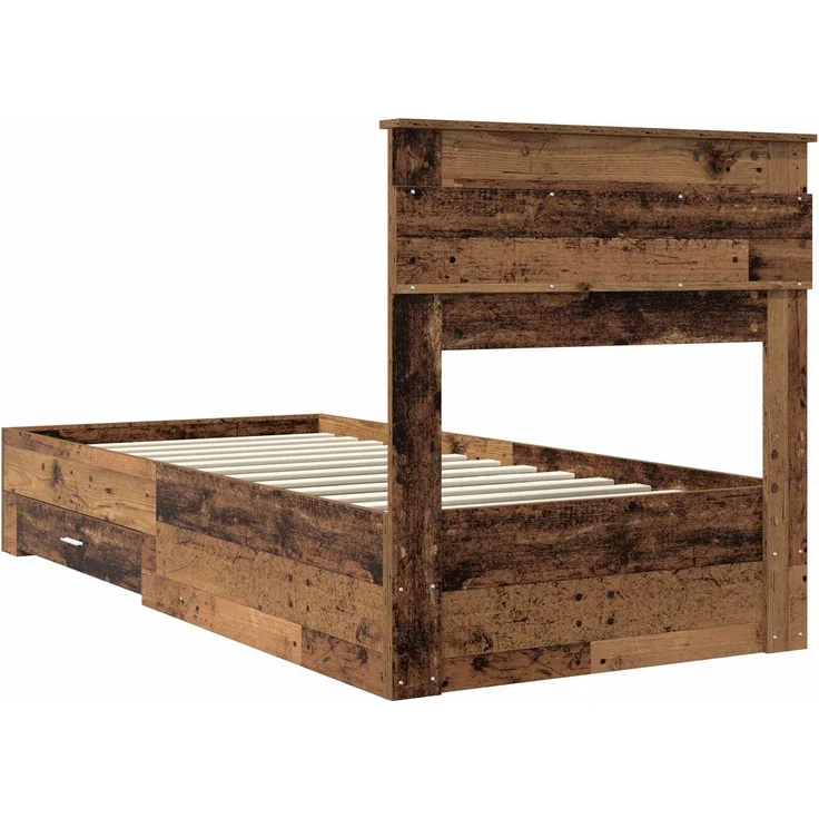 vidaXL Bettrahmen mit Kopfteil Altholz 90 x 190 cm Holzwerkstoff 3410033 – Bild 8