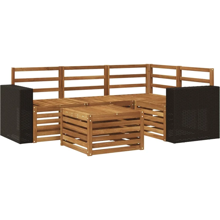 vidaXL Outdoor-Sofagarnitur 5 stk. 4-Sitzer Natur Massivholz Akazie 3384330 – Bild 2
