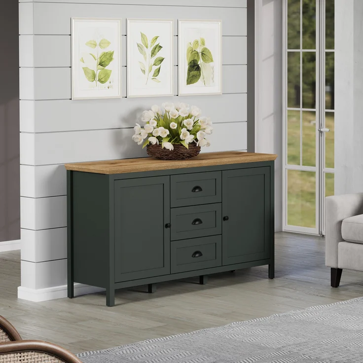 Kommode >Stanton< in Tannengrün / Eiche - 146x86x45cm (BxHxT) – Bild 1