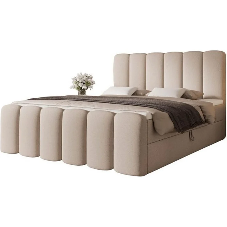 Compleo Boxbett Wolkenbett, Bequem H3 CAOBA, Doppelbett gepolstertes Kopfteil mit Bettkasten – Bild 4