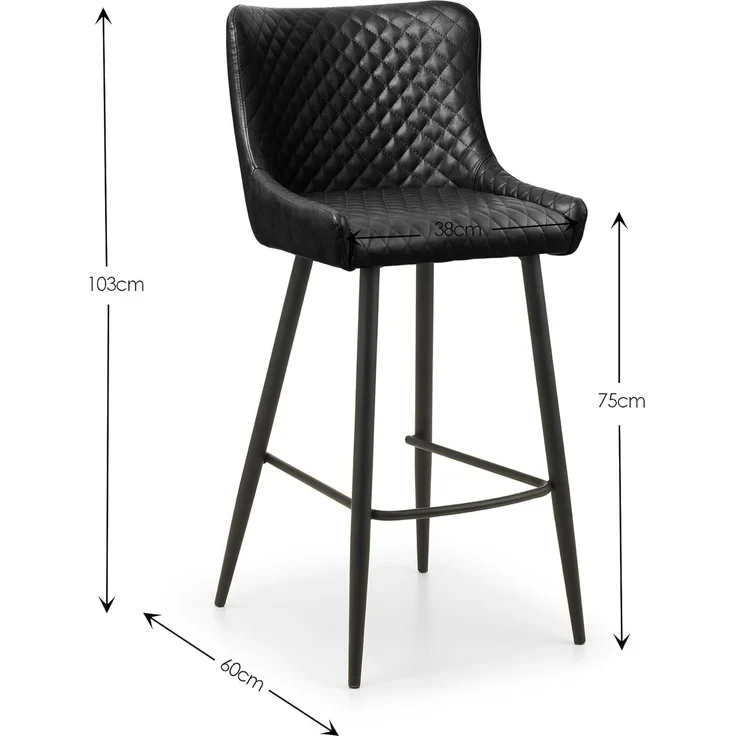 Julian Bowen Luxuriöser Barhocker aus Kunstleder - Schwarz – Bild 2