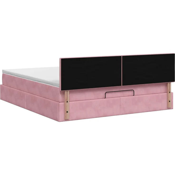 vidaXL Ottoman Bett mit Matratze mit Kopfteil Rosa 140 x 190 cm Samt 3456488 – Bild 9