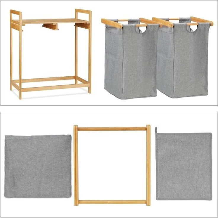 Wäschekorb 2 Fächer mit Ablage – Bild 6