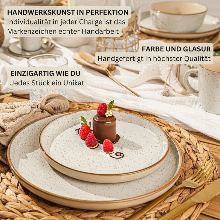 SÄNGER Steingut Geschirrset Rio Creme, Tafelservice 12 teilig für 4 Personen – Bild 5