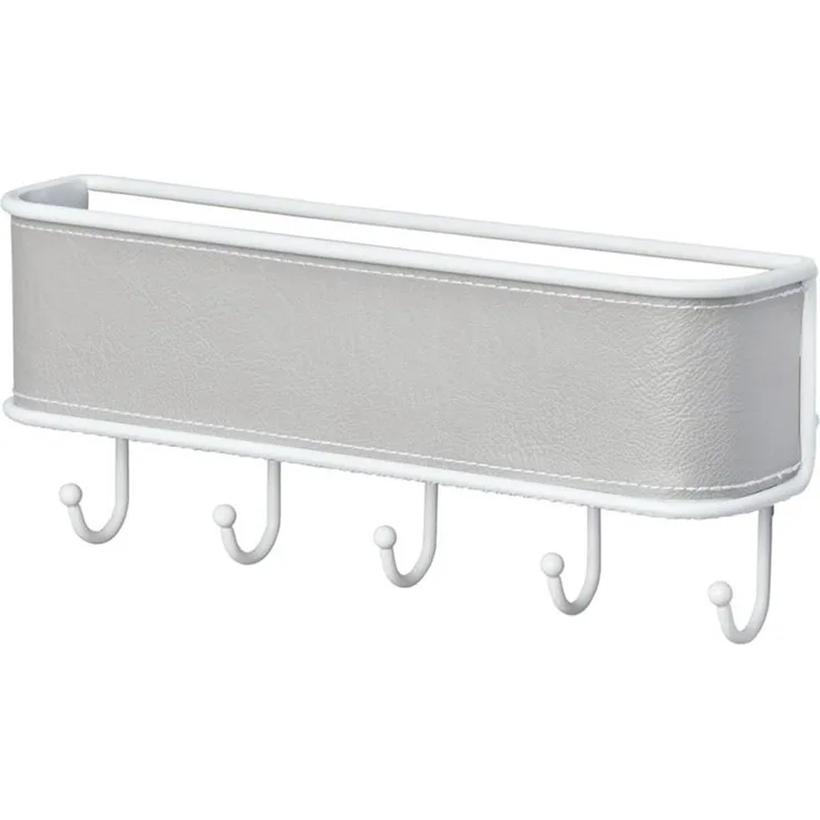 mDesign Briefablage Schlüsselbrett Organizer 5 Haken Wandmontage Grau Weiß