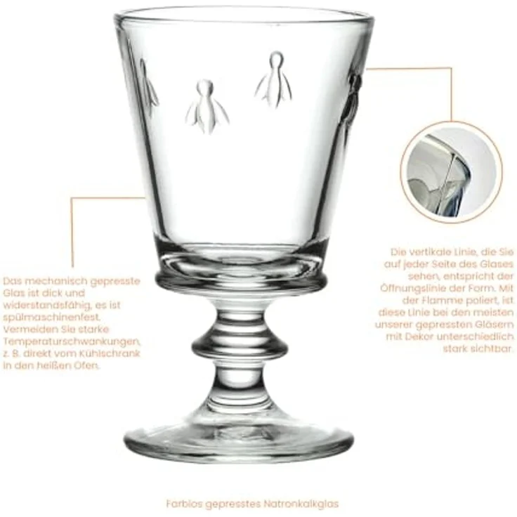 La Rochère Biene Abeille Weinglas 240 ml 6er Set - Olivengrün – Bild 7