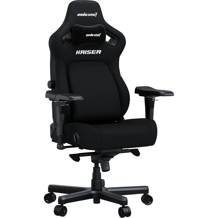 Anda Seat Kaiser 4 Gaming Stuhl Ergonomisch - Großer Gamerstuhle für Erwachsene mit 4-Stufen LendenwirbelstüTZE, Leinenstoff, Nacken- & Rückenstütze, Gamer Stuhl Schwarz Stoff