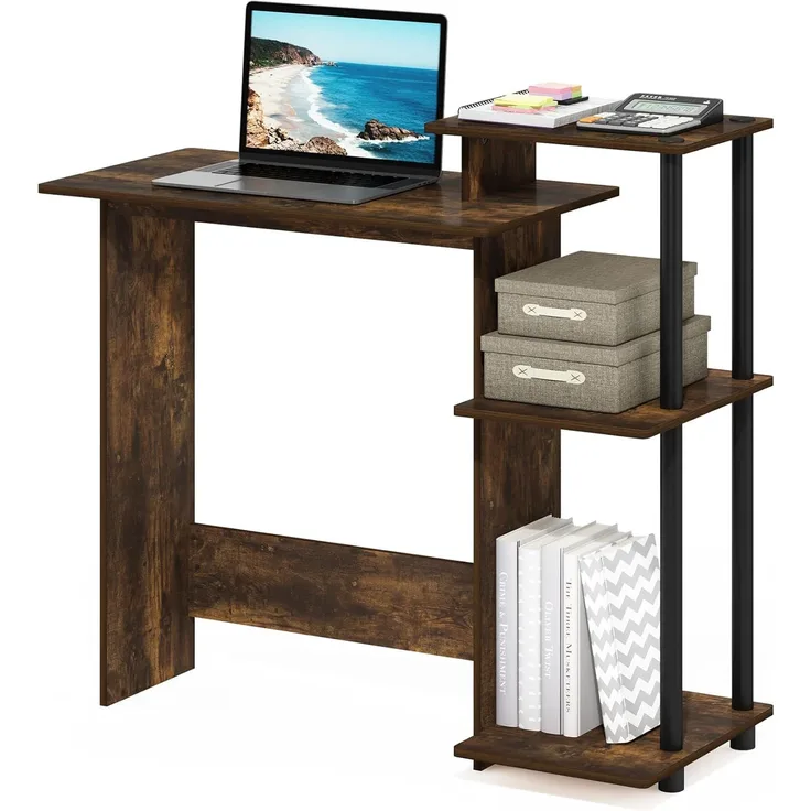 Furinno Efficient Home Laptop Notebook Computertisch, Bernsteinkiefer/Schwarz