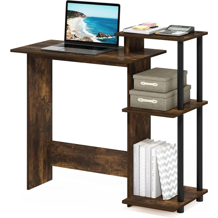 Furinno Efficient Home Laptop Notebook Computertisch, Bernsteinkiefer/Schwarz – Bild 1