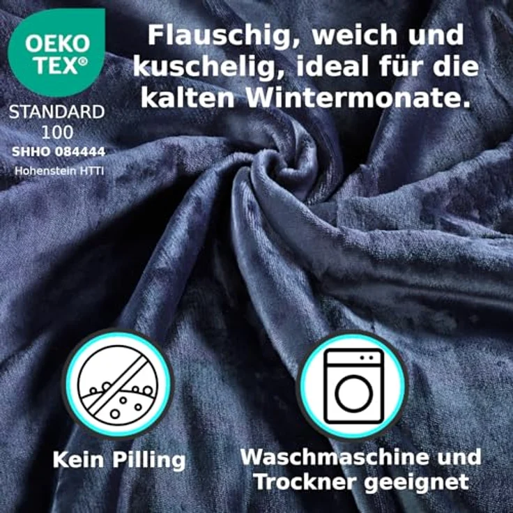 MALIKA® Premium warme Spannbettlaken Cashmere-Touch Bettlaken Jersey Fleece Spannbetttuch Laken, Farbe:Anthrazit, Größe:120x200 cm – Bild 5