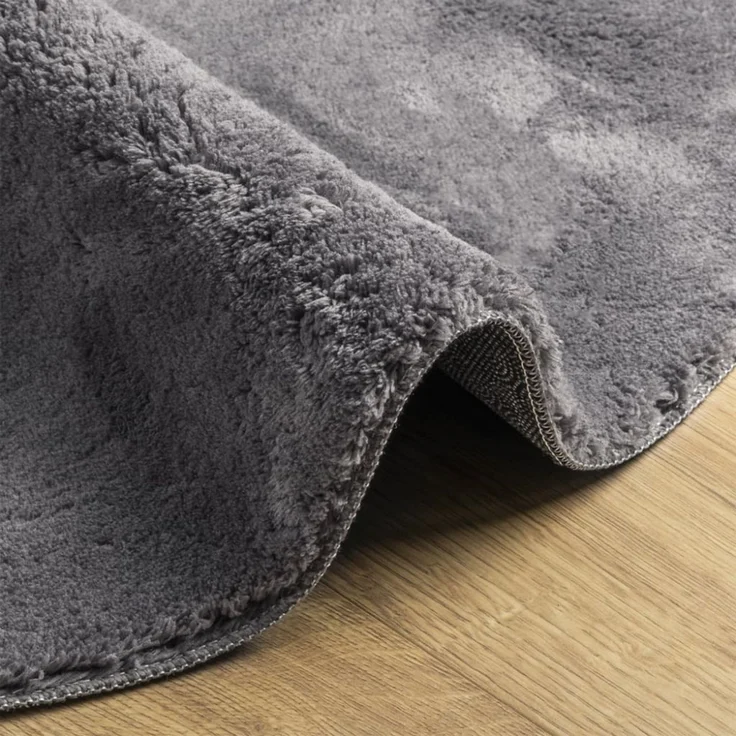 vidaXL Teppich HUARTE Kurzflor Weich und Waschbar Anthrazit Ø 100 cm 375009 – Bild 6