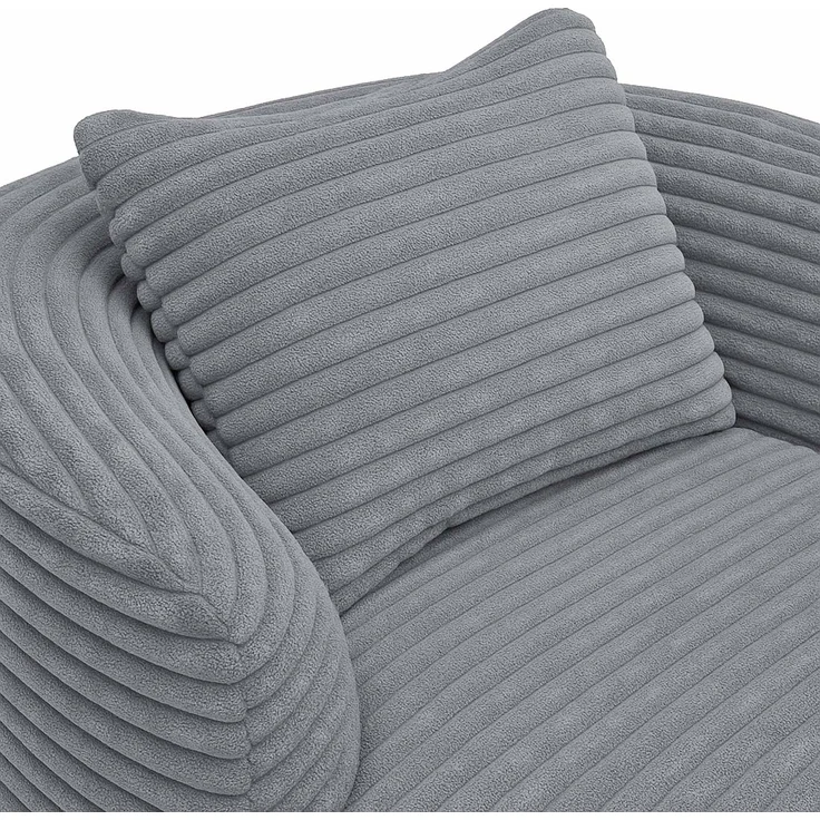 Sessel HWC-P18, Loungesessel Relaxsessel Polstersessel Cocktailsessel, Stoff/Textil Cord (370g/m²) ~ hellgrau – Bild 6
