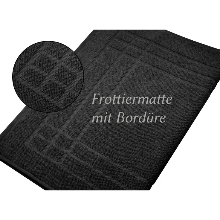 Lashuma Badematte Pure, Höhe 5 mm, schnell trocknend, Baumwolle, rechteckig, flauschiger Bad Teppich in schwarz 50x70 cm – Bild 3