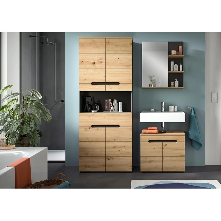 Xonox Canu Badkombination (B/H/T: 154x193x34 cm) in Basalt grau Nachbildung und Artisan Nachbildung – Bild 7