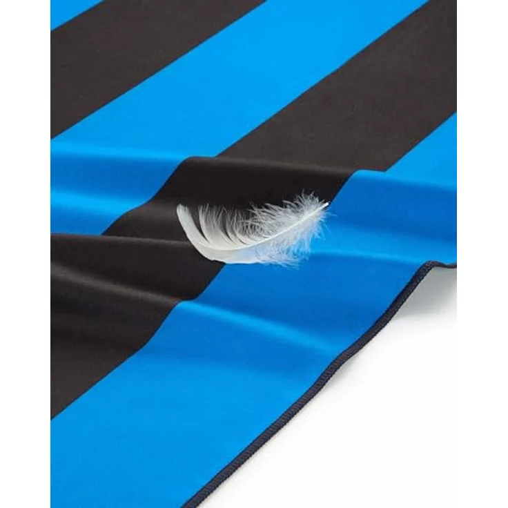 Fit-Flip XXL Strandtuch Mikrofaser, 100% recyceltes, leicht und schnelltrocknend, blau-dunkelgrau gestreift, 160x90cm – Bild 2