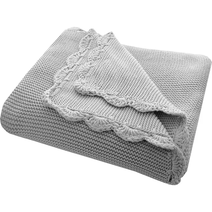 Bio Baby Kuscheldecke 100% Bio-Baumwolle (kbA) GOTS zertifiziert, Hellgrau Melange, 80x100 cm