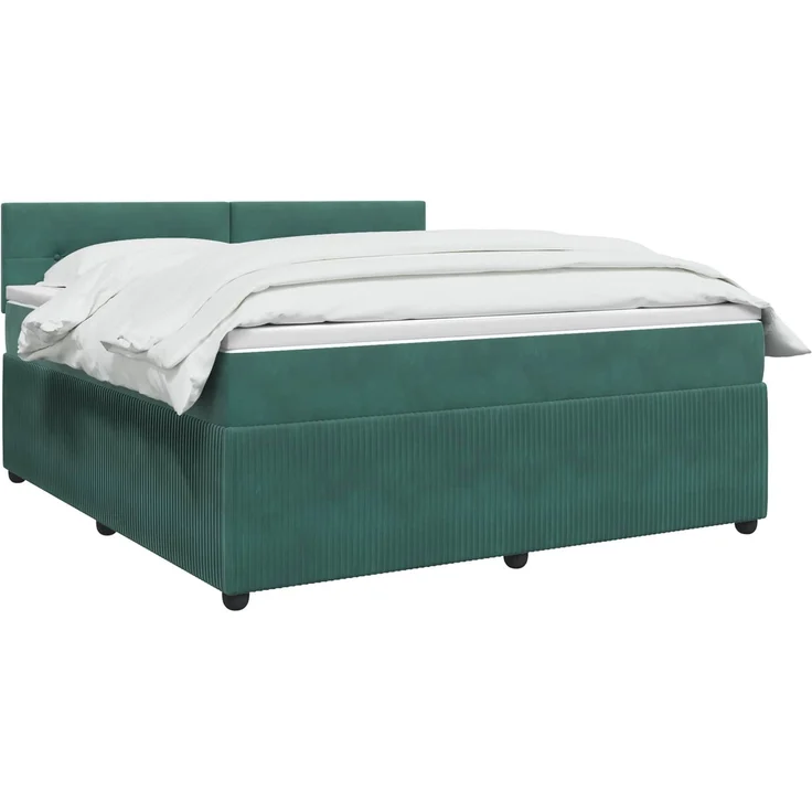 vidaXL Boxspringbett mit Matratze Dunkelgrün 140 x 200 cm Samt 3451694 – Bild 3