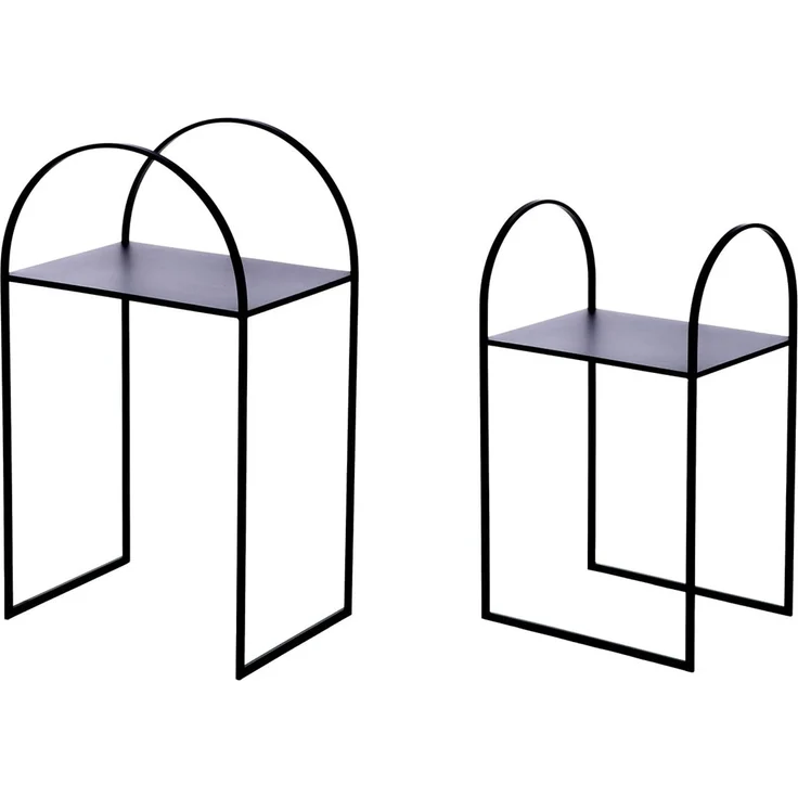 Casablanca 2er Set Beistelltisch Lokko - Glas und Metall - schwarz - Höhe 70cm x Breite 40cm